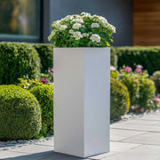 tall square matte white planter